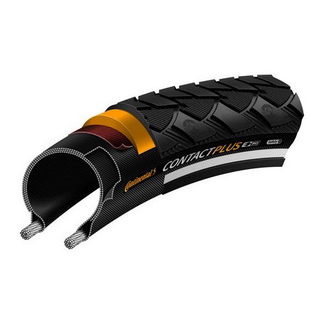 Continental kerékpáros külső gumi 32-622 Contact Plus 28x1 1/4x1 3/4 fekete/fekete, reflektoros
